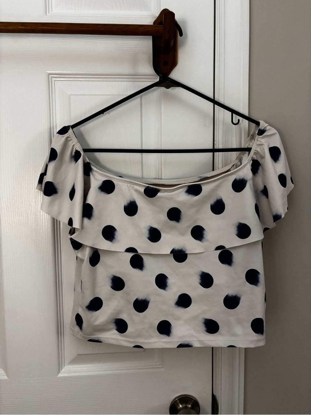Kortni Jeane Cream Top with Indigo Polka Dots - Picture 2 of 8